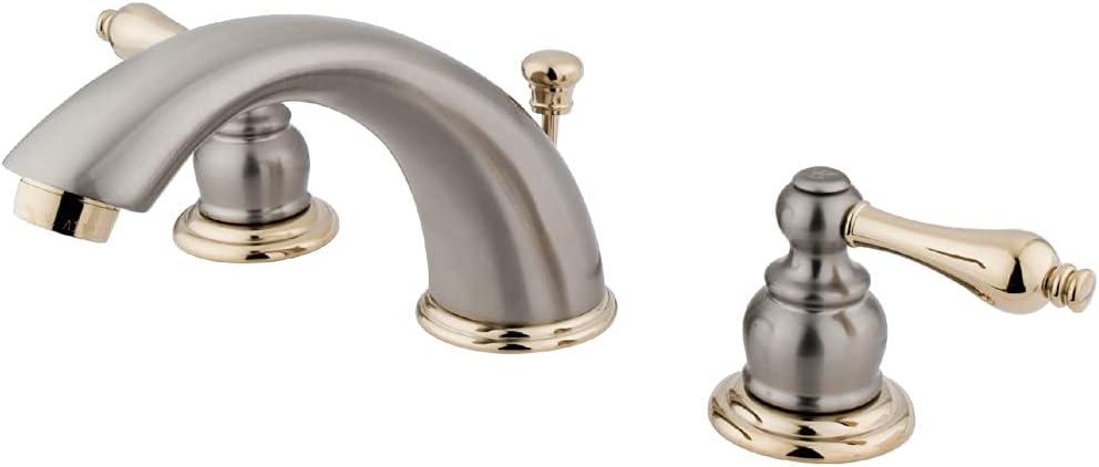 Kingston Brass KB979AL Victorian Widespread Bathroom Faucet, 8-Inch Adjustable Center, Brushed Nickel/Polished Brass