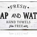 Jetec Farmhouse Bathroom Decor, Fresh Soap and Water Sign Vintage Bathroom Wood Plaque Rustic Wall Decor for Wall Art Decoration Restroom(Classic)