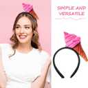 Veemoon 2pcs Ice Cream Headbands for Women Cute Cosplay Hair Accessories for Halloween Parties Fun Dessert-themed Headpieces for Daily Wear and Events