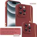 MOWIME for iPhone 16 Pro Max Case Cute Back Plating Love Letter with Screen Protector Soft TPU Shockproof Anti-Fall Lens Cameras Cover Protection Phone Case for Women Girls Men-Red