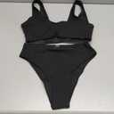 Lilosy High Waisted Ribbed Tank Bikini Set Cheeky Swimsuit 2 Piece (Medium, Black)