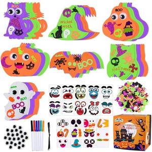 Max Fun 334PCS Halloween Crafts for Kids, Halloween Activities Foam Pumpkins for Crafts Stickers Gift Kits, DIY Art and Craft Set for Holiday Classroom Decorations Party Favors Supplies