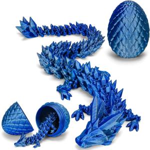 TBOLINE 12" 3D Printed Dragon Egg, Cool 3D Printer Articulated Crystal Dragon Toys for Kids, Surprise Animals Figurines Fidget Dinosaur Eggs Toys for Boys Kids Teen 5-7 4-6 8-12