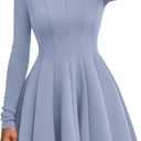PRETTYGARDEN Fall Dresses for Women Elegant Classy 2026 Casual Long Sleeve Swing A Line Ruffle Short Homecoming Party Dress (Blue, M)