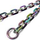 VersaKits Rainbow Heavy Chunky Purse Chain Strap Replacement with Spring O Rings 16 Inch Detachable Statement Link Chain Charm Extension Upgrade for Handbags