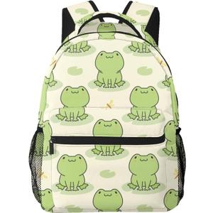 Cute Frog Animal Backpack For School Laptop Bags Bookbag Big Casual Daypack For Student Girls Boys Kids Teens Travel Sports Work