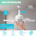 Hywyimlait Socket Fan Light with Remote, Portable Ceiling Fans with Lights for Bedroom, Kitchen, Living Room, 3 Color Stepless Dimming, Screws into E27, White (Six Blade)