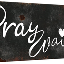 Rustic Black Pray Wait Trust Canvas Wall Art Religious Faith Inspirational