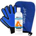 Allerpet Cat Dander Remover w/Free Pair of Grooming Gloves and Mitt - Effective Cat Dander Reduction, Anti Allergen Solution Made in USA - (12oz)
