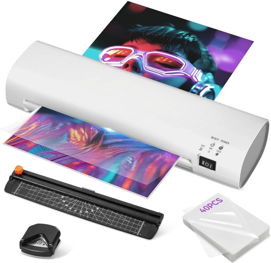 9 Inch Laminator Machine with Never Jam Technology, 40 Laminating Sheets, 4-in-1 A4 Thermal Laminator with Trimmer and Corner Rounder for Office, School, Business and Home Use -Titanium Gray