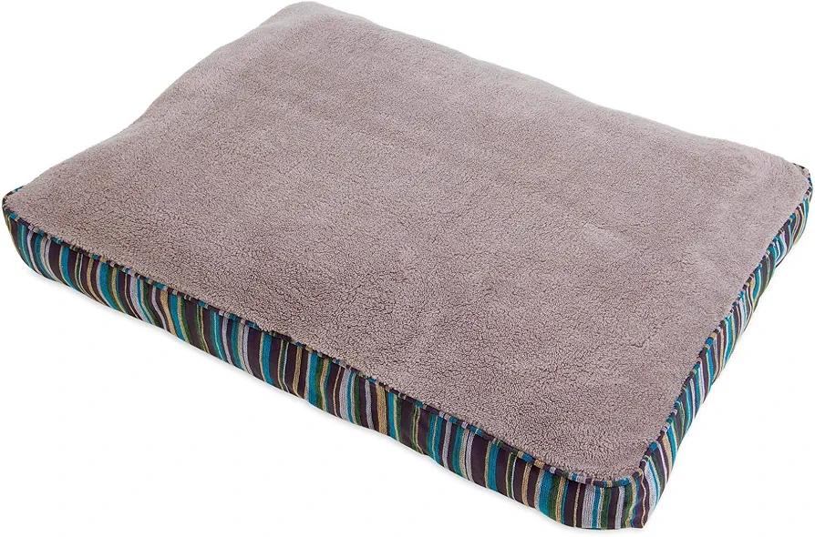 Petmate Microban Pet Bed Petmate Deluxe Pillow Bed with Microban, Gusseted BLUE/Gold Striped Chenille, 27-inch X 36-inch
