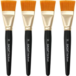 1 1/2 inch Flat Paint Brushes for Acrylic Painting,4 Pieces 38mm Large Craft Basecoating PaintBrushes with Wooden Handle for Acrylic, Oil, Body, Facial mask Brushes (Black)
