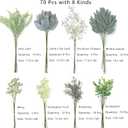 FOTEEWL 70 Pcs Artificial Greenery Stems Box Set,with 8 Kinds of Faux Plants and Fake Flowers for DIY Bridal Bouquets Wedding Floral Arrangement Table Centerpieces Decoration (Sage Green & White)