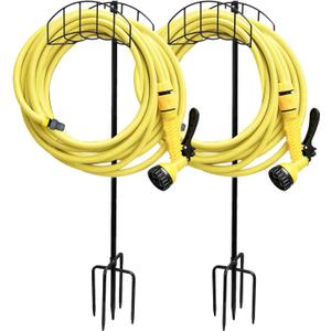2Pack New Garden Hose Holder with Upgrade 5 Prongs Base Freestanding Holds 150FT Hose Heavy Duty Water Hose Stand Sturdy Detachable Hose Stand Black(Excluding Hoses)