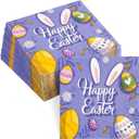 5 x ibohr 50Pcs Easter Napkins, Cute Cocktail Napkins with Eggs & Carrots, 6.5 Inch Disposable Paper Napkins for Easter Party Supplies, Spring Table Decor