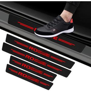 Car Door Sill Protectors for Rogue4 Pcs Reflective Carbon Fiber Vinyl Threshold Sticker Decorative Car Door Scuff Plate,Anti-Scratch, Anti-Dirty, Waterproof (Red)