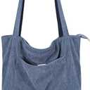 Iioscre Corduroy Tote Bag for Women,Hobo HandBags with Zipper,Large Capacity Casual Shoulder Handbags with Inner Pockets