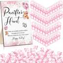 Roowest 51 Pcs Pacifier Hunt BabyShower Games Include Wooden Hunt Sign and 50 Acrylic Mini Plastic Pacifiers for BabyShower Game Decoration Gift Sets Gender Reveal Party(Bear,Pink)