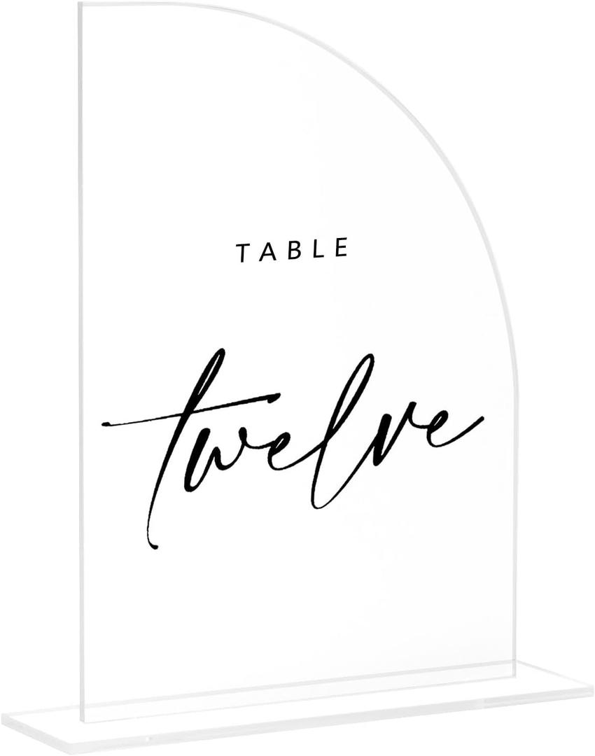 10 Pack Clear Acrylic Half Arch Sign with Stand | 5x7 Inch Half Arch Acrylic Blank Sign and Base, DIY Wedding Table Numbers, Wedding Signage, Events& Parties (Clear, 5x7 Inch)