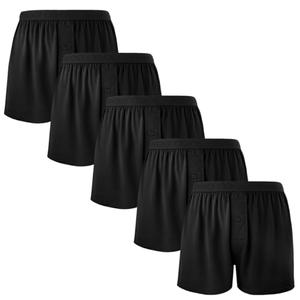 BAMBOO COOL Mens Boxer Shorts Underwear Soft Comfortable Breathable Knit Boxers Short for Men (5 Pack), Size L, Black