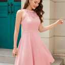 Bbonlinedress Women Cocktail Formal Wedding Dress Halter Evening Party Short Bridesmaid Holiday Prom Dresses for Teens 2026 (Pink, S)