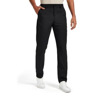 Men's Classic Fit Stretch Golf & Dress Pants 30'' - All-Day Comfort Performance Pants for Work, Business Casual & Travel Black, 33W x 30L