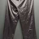 Satin Two Piece Outfits for Women Long Sleeve Lapel Button Down Tops Wide Leg Pants Pajama Set (Small, Grey)