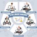 5-in-1 Baby Walker for Boys and Girls Music and Lights 6-18 Month, Foldable Baby Walkers with 5 Adjustable Heights, Infant Toddler Walker with Wheels and Combo Portable（Dark Gray）