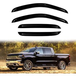 4PC Rain Guards for 07-13 Chevy Silverado GMC Sierra 1500 2500HD 3500HD Window Visors for Suburban Yukon XL 1500 2500 Crew Cab Only Deflectors Sun Shades Vent Tape On Out Channel