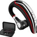 Bluetooth Headset,Wireless v5.0 Business Bluetooth Earpiece in Ear Lightweight Sweatproof Earphones with Mic Work for Cell Phones for Office/Workout/Driving Red