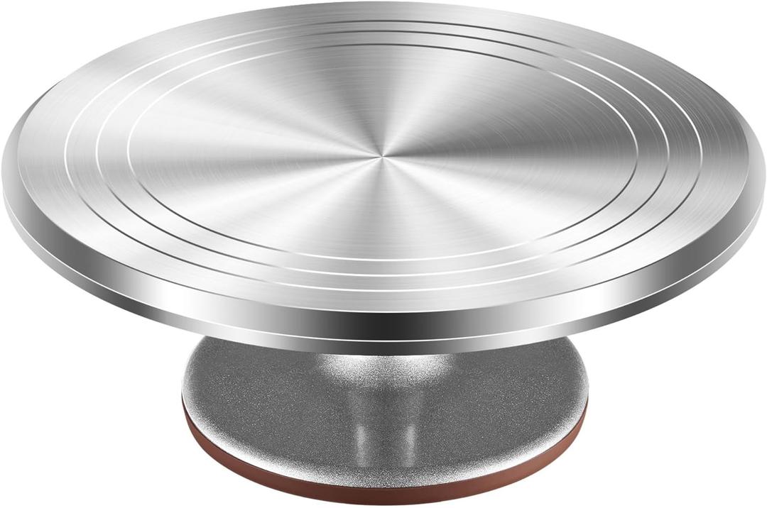 Kootek Aluminium Alloy Revolving Cake Stand 12 Inch Rotating Cake Turntable for Cake, Cupcake Decorating Supplies (Silver)
