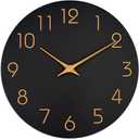 Mosewa Wall Clock Battery Operated 10 Inch Black Silent Non Ticking Simple Minimalist Style Rose Gold Numbers Decorative for Living Room Kitchen Home Office Bathroom