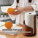 Large Size Countertop Paper Towel Holder with Mango Wood Round Base and Iron Stand, Kitchen Roll Organizer for Kitchen, Dining Table Home Decor (Brown)