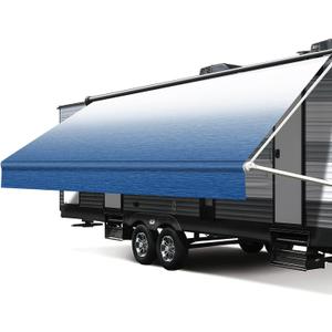 RV Awning Fabric Replacement, 18.5oz Heavy-Duty Weatherproof Vinyl Camper Awning Replacement Universal Outdoor Canopy for RV, Trailer, and Motorhome Awnings (Sapphire Blue Fade)