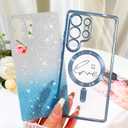 Fiyart Magnetic for Samsung Galaxy S25 Ultra Case Glitter Women 6.9"-Blue