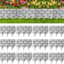 Landical 8 Pcs Retaining Wall Block Faux Stone Edging for Landscaping, 17 x 13 Inch Garden Border Landscape Edging Blocks Garden Plastic Fence for Mulch Flower Bed Patio Lawn Path Walkway