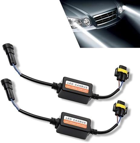 Civwesi Pack-2 Car H11/H8/H9 LED Light Decoder, Radio Audio Led Filter, Anti-Flicker Wiring Harness Error Code Eliminator, Universal for Cars Plug and Play Light Bulb Retrofit Adapter (Black)