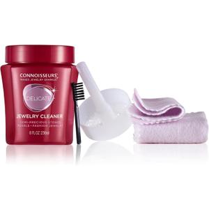 CONNOISSEURS All-Purpose Jewelry Cleaning Kit - Includes Delicate Jewelry Cleaner Solution and 2 Polishing Cloths