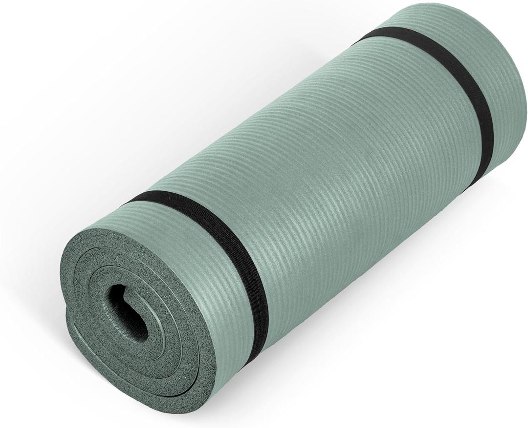 CAP Barbell 1-Inch High Density Exercise Yoga Mat with Strap | Multiple Colors