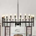 Black Chandelier 24 Light Large Modern Farmhouse Chandeliers for Dining Room Light Fixture, 40" Round Candle Large Chandeliers for High Ceilings Living Room Foyer Entryway