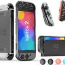 Upgrade Protective Case Compatible with Nintendo Switch 2, Transparent Protective for Nintendo Switch 2 (2025) with TPU Grip Cover Case and Thumb Caps, Shock-Absorption and Anti-Scratch Design