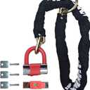 Heavy Duty Motorcycle Chain Lock, 5ft 10mm Thick Cut Resistant Security Chain with 16mm U-Lock & 3 Keys, Anti Theft Bike Lock for Motorcycles, Bicycles, Generators, Gates (5FT)