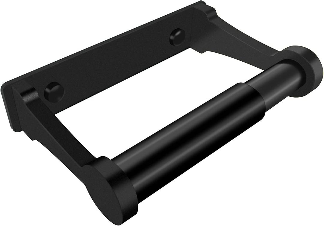 D&Joy Bathroom Toilet Paper Holder, Matte Black Wall Mount Toilet Paper Roll Holder with Spring Loaded Roller, Aluminum Self-Adhesive Toilet Tissue Holder 5-inch TP Holder for Bathroom Kitchen