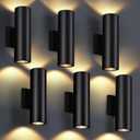 DAKAFUL Outdoor Wall Lights 6Pack, Integrated LED Cylinder Up Down Lights, 12W 2700K Aluminum Exterior Wall Light, Outdoor Light Fixture for Porch Patio Door
