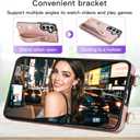 for Samsung Galaxy S26 Case with Card Holder & Wrist Strap, PU Leather Shockproof Crossbody Cover with Adjustable Shoulder Lanyard & Wristband & Kickstand for Galaxy S26 XK-Pink