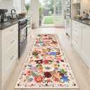Runner Rug 2x6, Kitchen Rug Non Slip Washable Rugs with Rubber Backing Soft Floral Carpet Runner for Hallways, Kitchen, Laundry, Bedroom, Bathroom (2 x 6, Beige)