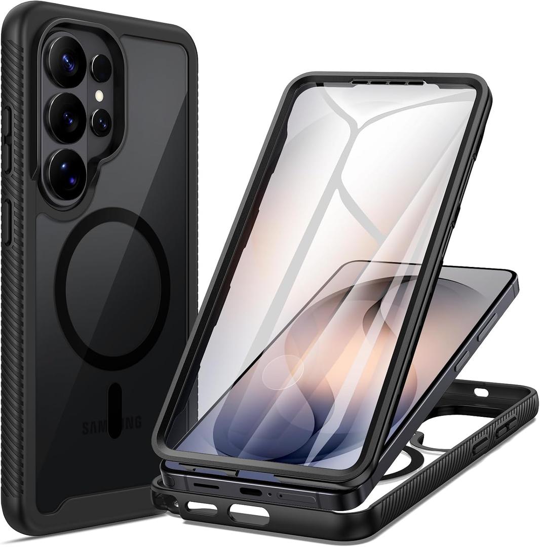 seacosmo Magnetic Designed for Samsung Galaxy S26 Ultra Case, Full Body Shockproof Cover, with Built-in Screen Protector Slim Fit Protective Phone Case for S26 Ultra 6.9", Black