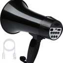20 Watt Rechargeable Megaphone Bullhorn with Siren and 240s Recording, BT and USB Input, Megahone Speaker with Power Display and Portable Strap (Black)