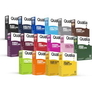 Qualia All Purpose Powder Fabric Dye, Easy to Use Dye for Natural Fabrics: Cotton, Wool, Silk, Wood, & Linen, Ultra Concentrated Colors, Color Mix, 16 Pack