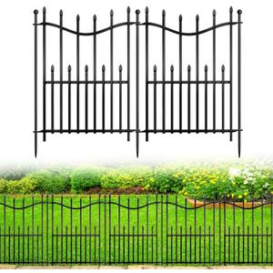 10 Panels No Dig Decorative Garden Fence, 24in(H)22ft(L) Heavy-Duty Rustproof Metal Panels, Outdoor Dog Barrier for Yard & Patio, Landscape, Border| Portable Temporary Fencing